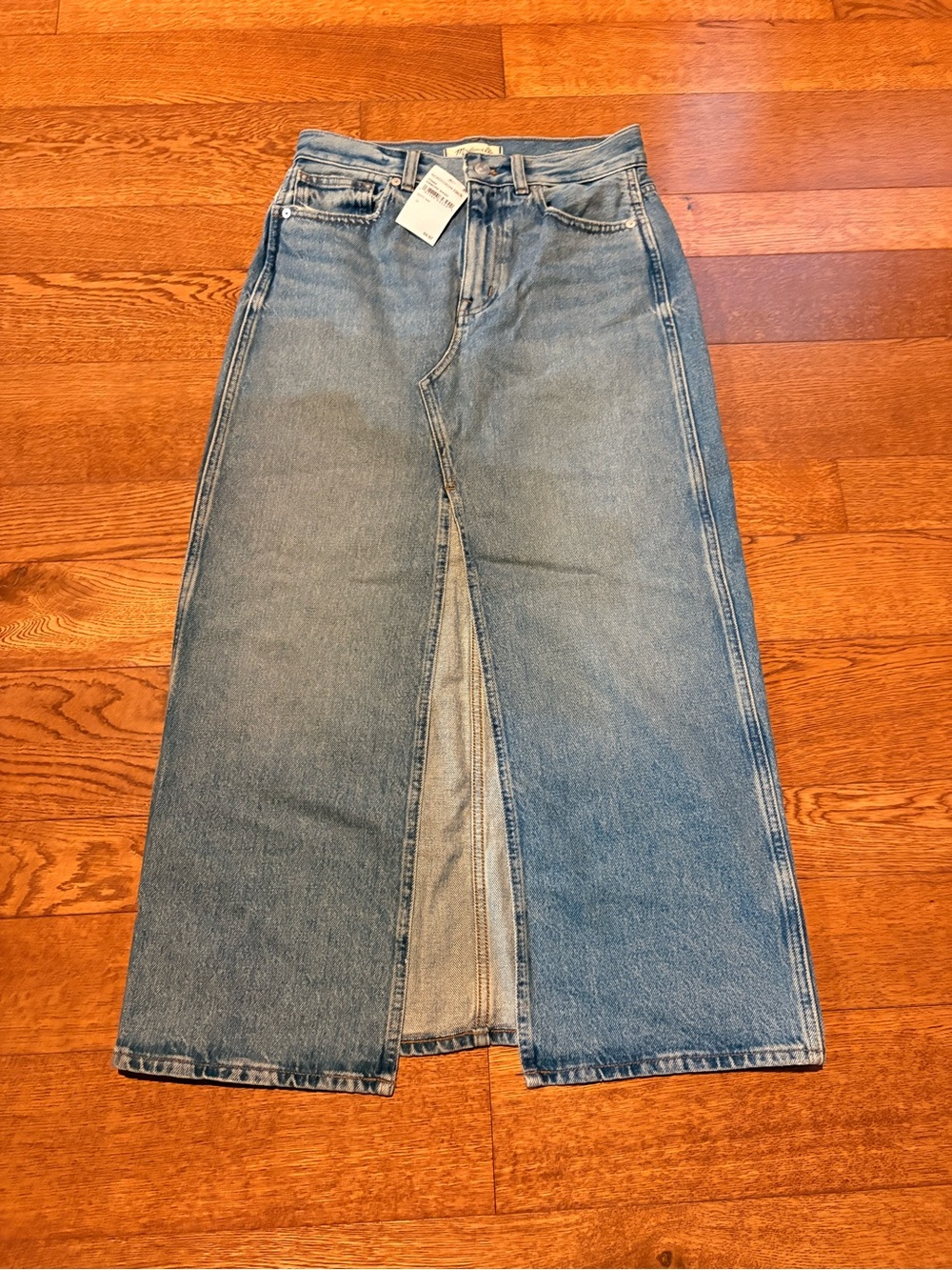 Madewell Blue Denim Maxi Skirt with Front Slit